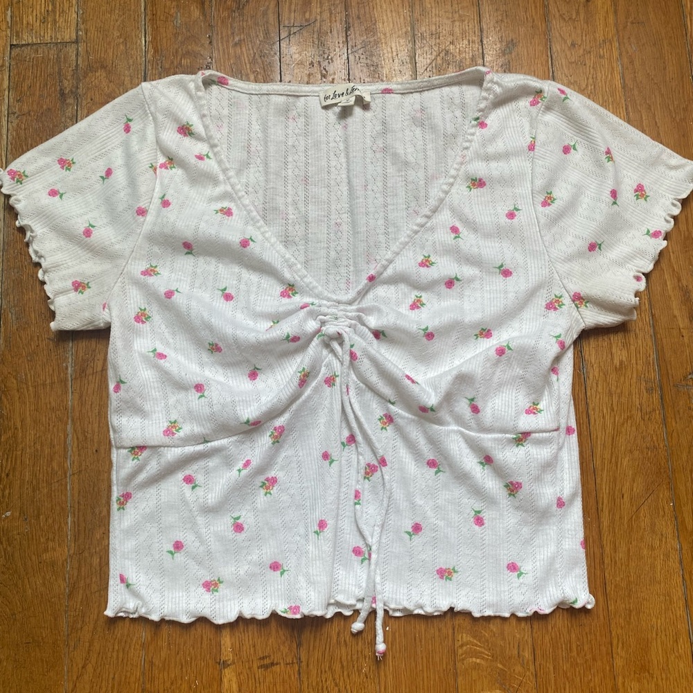 For Love and Lemons Floral Pointelle Pajama Top